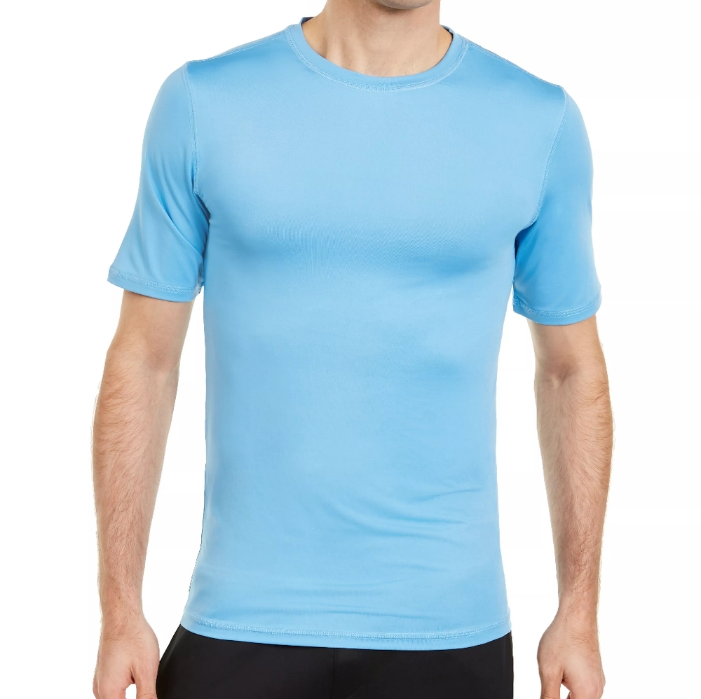 UPF50 Club Room Mens Short Sleeve Rash Guard T-Shirt Size Medium Blue, Quick Dry